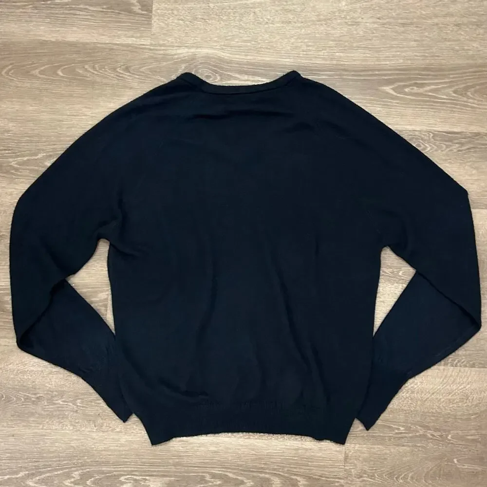 Vintage Christian‎ Dior V Neck Sweater Navy Minimakist Logo Knit XL USA